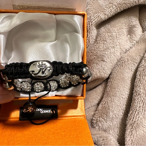 NWT BRACELET New Rare JOSEPH NOGUCCI black cord adjustable bracelet Diamond look - Picture 6 of 10